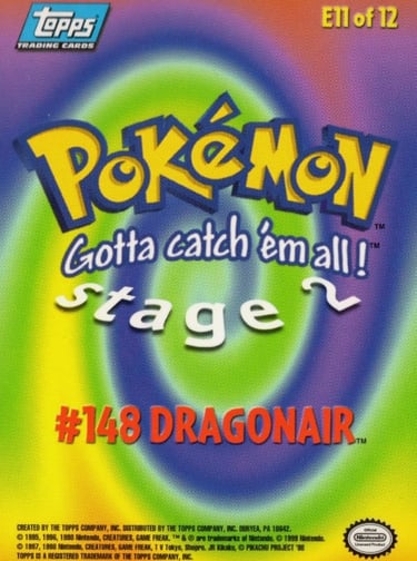 E11 of E12 Dragonair Topps Pokémon The First Movie back