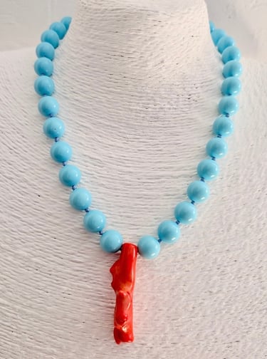 Collana Corallo e turchese con chiusura argento sterling 925 realizzata a mano Amalfi Gioielli