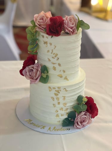 dusty pink buttercream wedding cake 