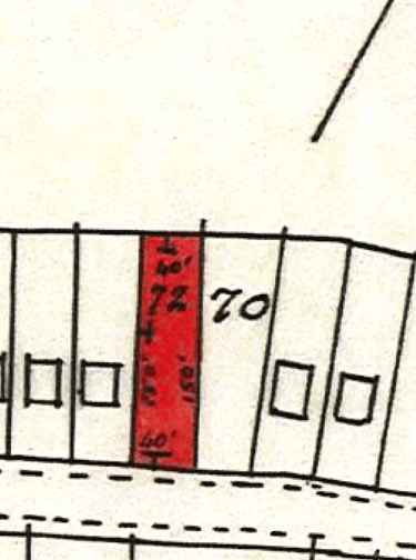 Photographs of No. 72’s conveyancing deed showing visible boundary and measurements