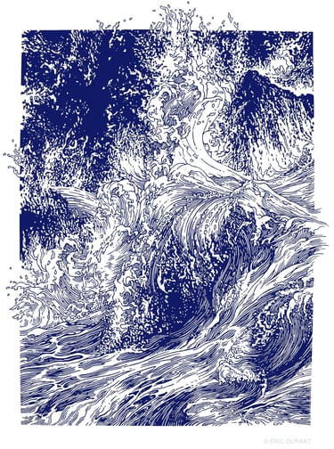 Linogravure sur papier 48 × 64 cm - © Eric Durant