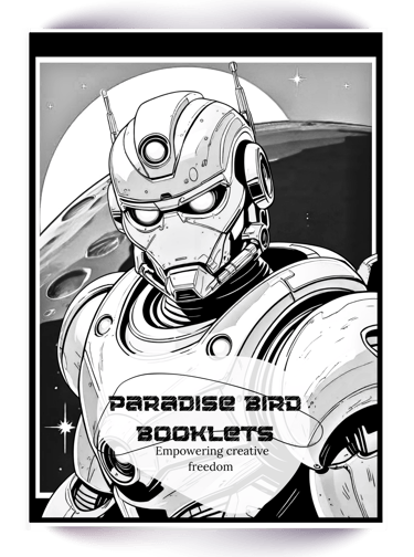Comic book style coloring page of a space bot