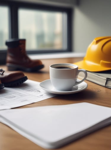 A construction site with workers and cranes, illustrating active project management in progress.