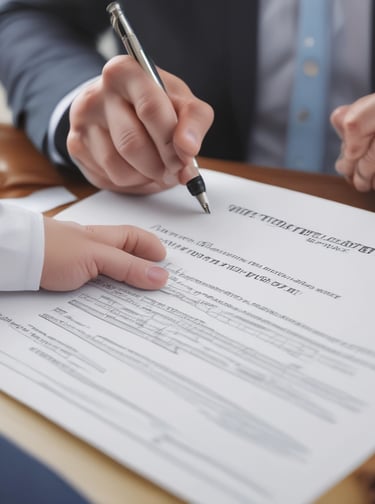A friendly property manager greeting a tenant outside a well-kept residential building.