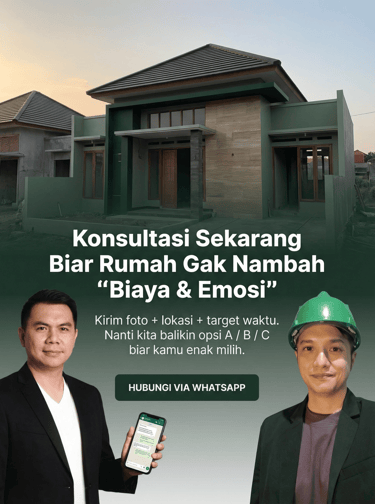 Konsultan konstruksi rumah minimalis modern menawarkan jasa renovasi dan bangun rumah via WhatsApp.