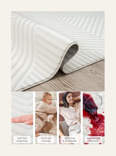 Abani Cream Area Rug for Bedroom - Cream - 5by8