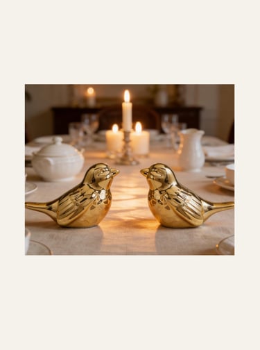 Small Gold Bird Sculptures (Set of Two)