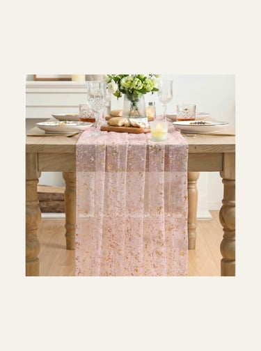 Artoid Mode Gold Gauze Pink Gold Table Runner