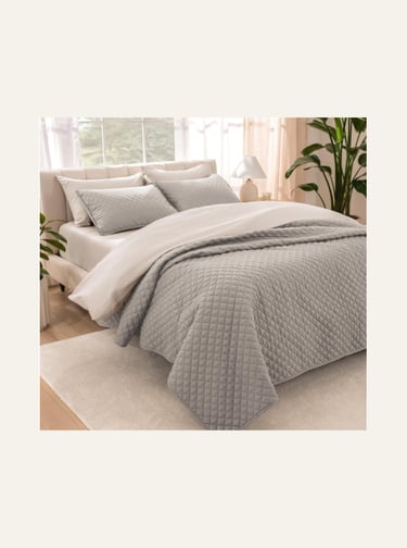Bare Home Coverlet Set - Full Queen - Light Grey