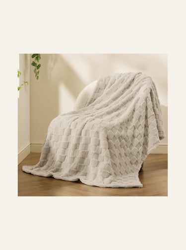 Bedsure GentleSoft Neutral Throw Checkered Fleece Blanket