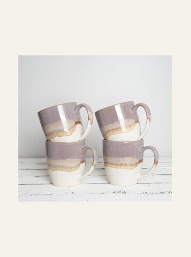 Picture of Bosmarlin Ceramic Coffee Mug Set of four in white, beige and light purple
