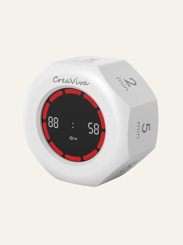 CREAVIVA Flip Cube Pomodoro Timer Floral White
