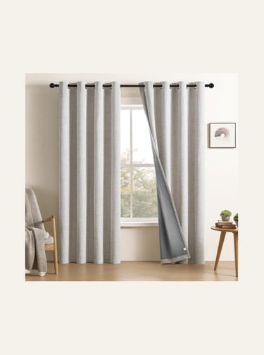 CUCRAF 100% Blackout Window Curtains 84 inches Long 2 Panels Set - Off White