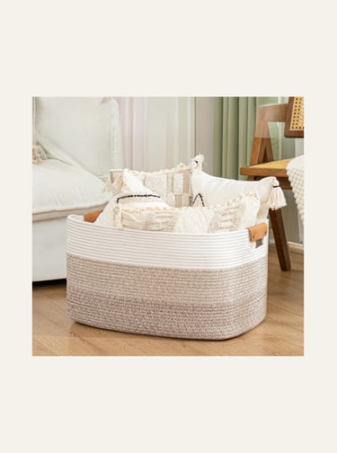 danpinera Blanket Basket, 72L Woven Storage basket gradient brown 