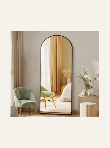 DUMOS Arched Full Length Mirror Black Rounded 55.5L by 14.6W