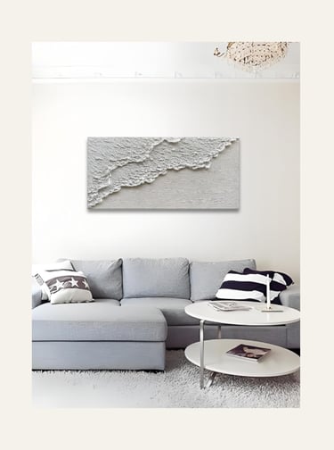 Epicler Hand Painted White Art Oil Painting Waves Eft123