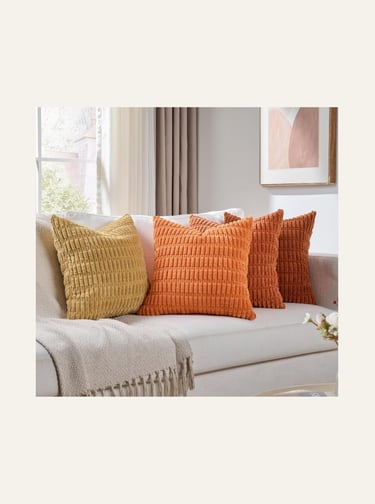 Picture of four Set of 4 Burnt Orange Fall Decorative Throw Pillow Covers