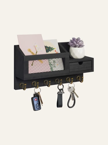 Picture of FifthQuarter Key and Mail Holder for Wall B-Black