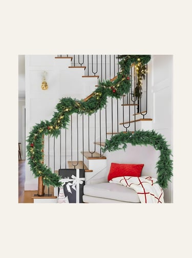 Hananona 6 FT Artificial Cedar Garlands, Real Touch Winter Cedar Cypress Garland, Green