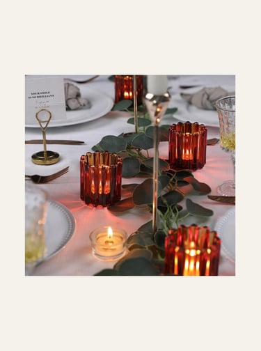 Picture of 4 pieces of  Votive Candle Holders in Amber Glass