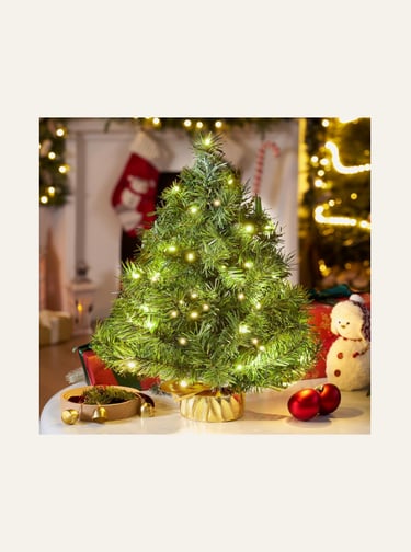 JOIEDOMI 24 2FT Small Tabletop Christmas Tree with LED Warm Lights