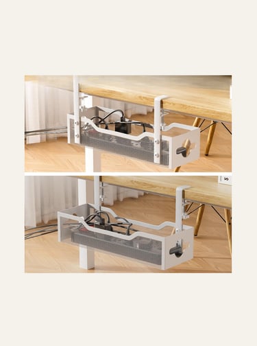 Litwaro Store Under Desk Cable Management Tray No Drill, 13.38 White