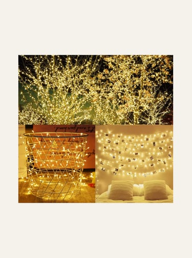 LJLNION 300 LED String Lights Outdoor Indoor, Extra Long 98.5FT Christmas Lights - Warm White 