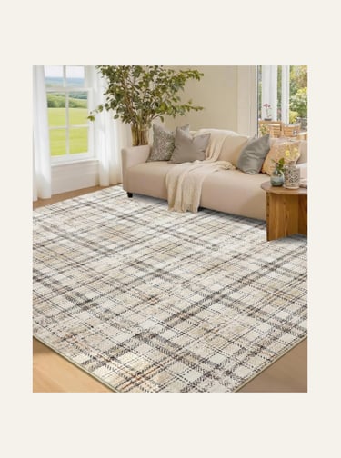 Picture of Washable Soft Plaid Traditional Tartan Area Rug