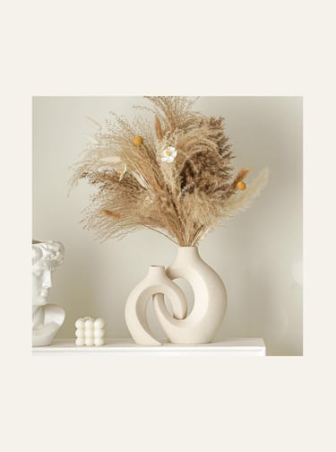 Lvases Snuggle Hollow Ceramic Vase Set of 2 - Large Cream White 