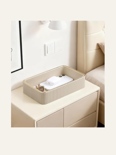 MEIBOOCH Desk Organizer Tray, PU Leather Valet Tray Nightstand Organizer