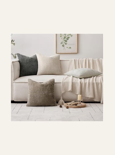 MIULEE Pack of 4 Couch Throw Pillow Covers 18x18 Inch Neutral Soft Decorative Chenille Pillow Covers