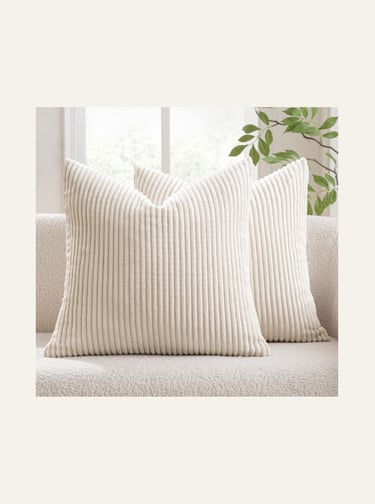 MIULEE Winter Pack of 2 Corduroy Pillow Covers Soft Soild Cushion Cases Cream White