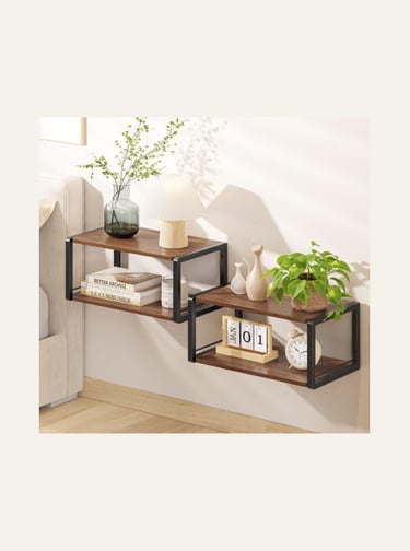 NANAGIFTREE Floating Nightstand Set of 2 Vintage Brown2 