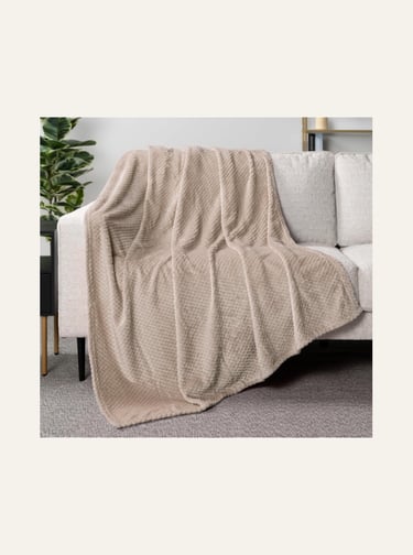 PAVILIA Tan Taupe Waffle Throw Blanket 50 by 60 