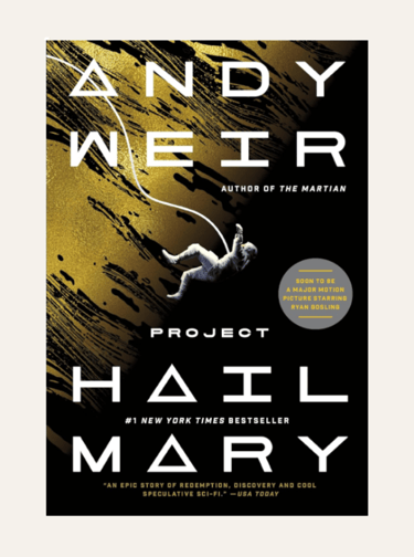 book cover with small grey human figure of the Project Hail Mary novel
