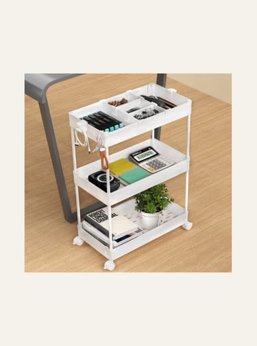 SPACELEAD 3 Tier Rolling Cart with Wheels Grey