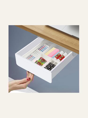 SVNNELP Under Desk Table Drawer Storage Organizer White