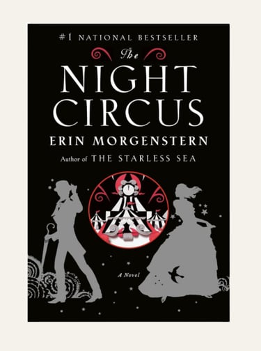book cover with grey women silhouette of the Night Circus book