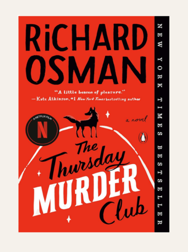 book cover with wolf silhouette of The Thursday Murder Club novel
