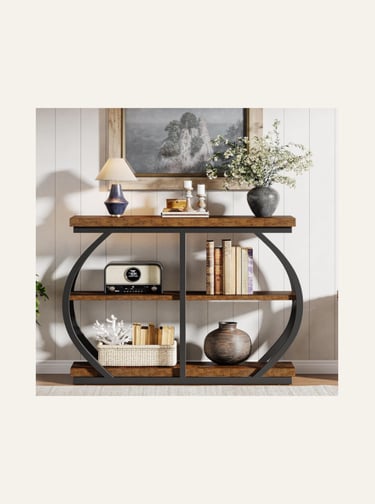 Tribesigns 41.3 Console Table, Industrial 3-Tier Entryway Table Rustic Brown