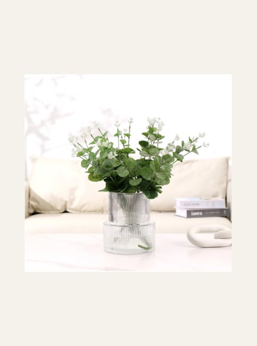 YANWE1 Ribbed Clear Glass Vase Large