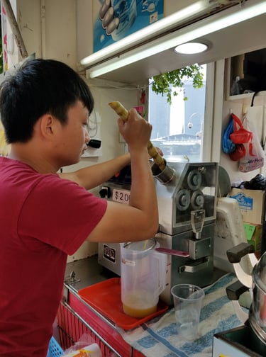 Sugar Cane Water is a real treat in Singapore