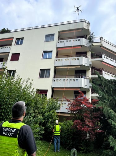 Dronicle operation on site removing stains and dust from apartement