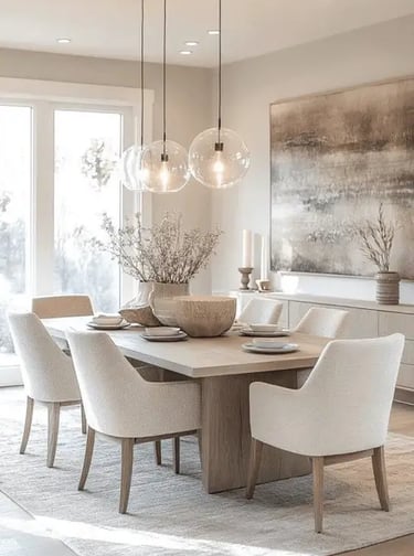 salle à manger couleur neutre et naturelle