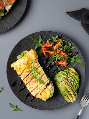omelette and avocado