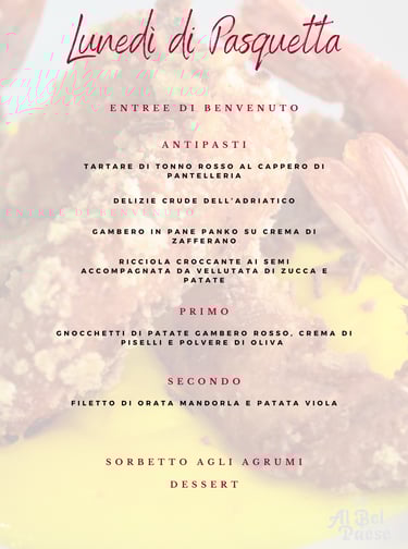 menù del lunedì di Pasquetta