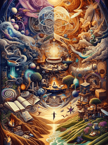 a painting of a man standing in front of a painting