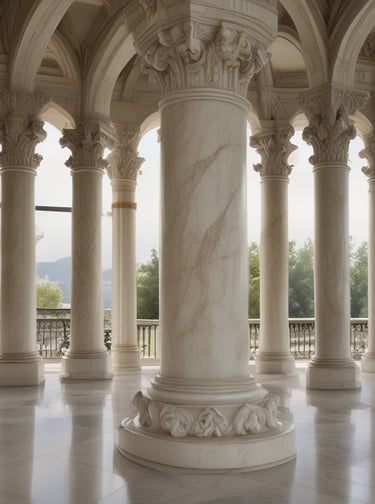 A close-up view of a smooth, creamy beige marble surface featuring intricate patterns and natural veining that give it a luxurious appearance.