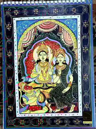 pattachitra art of hindu lord rama from ramayana scripture with his consort sita