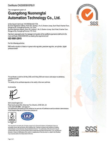 Chứng nhận ISO 9001 SGS NNT